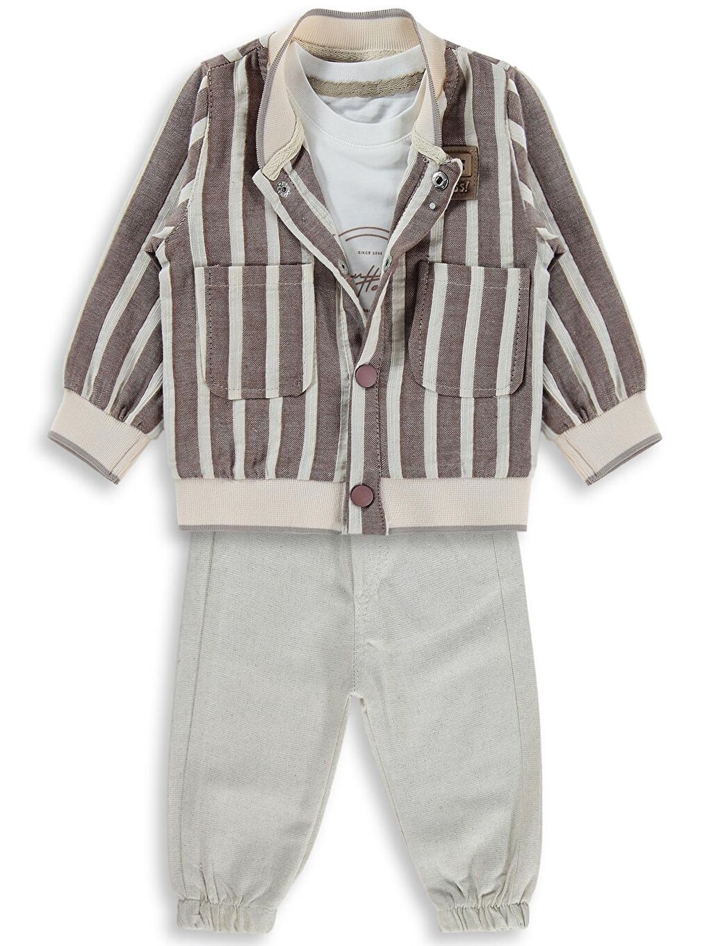 Kahverengi Ceketli 3 Lü 6-18 Ay Takım - Kahve