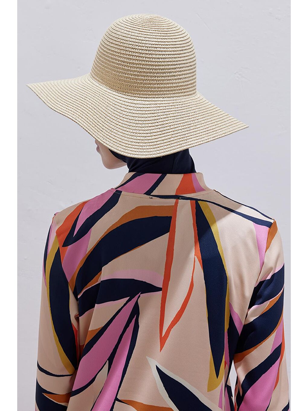 Bej Hasır Plaj Şapka Taş-3