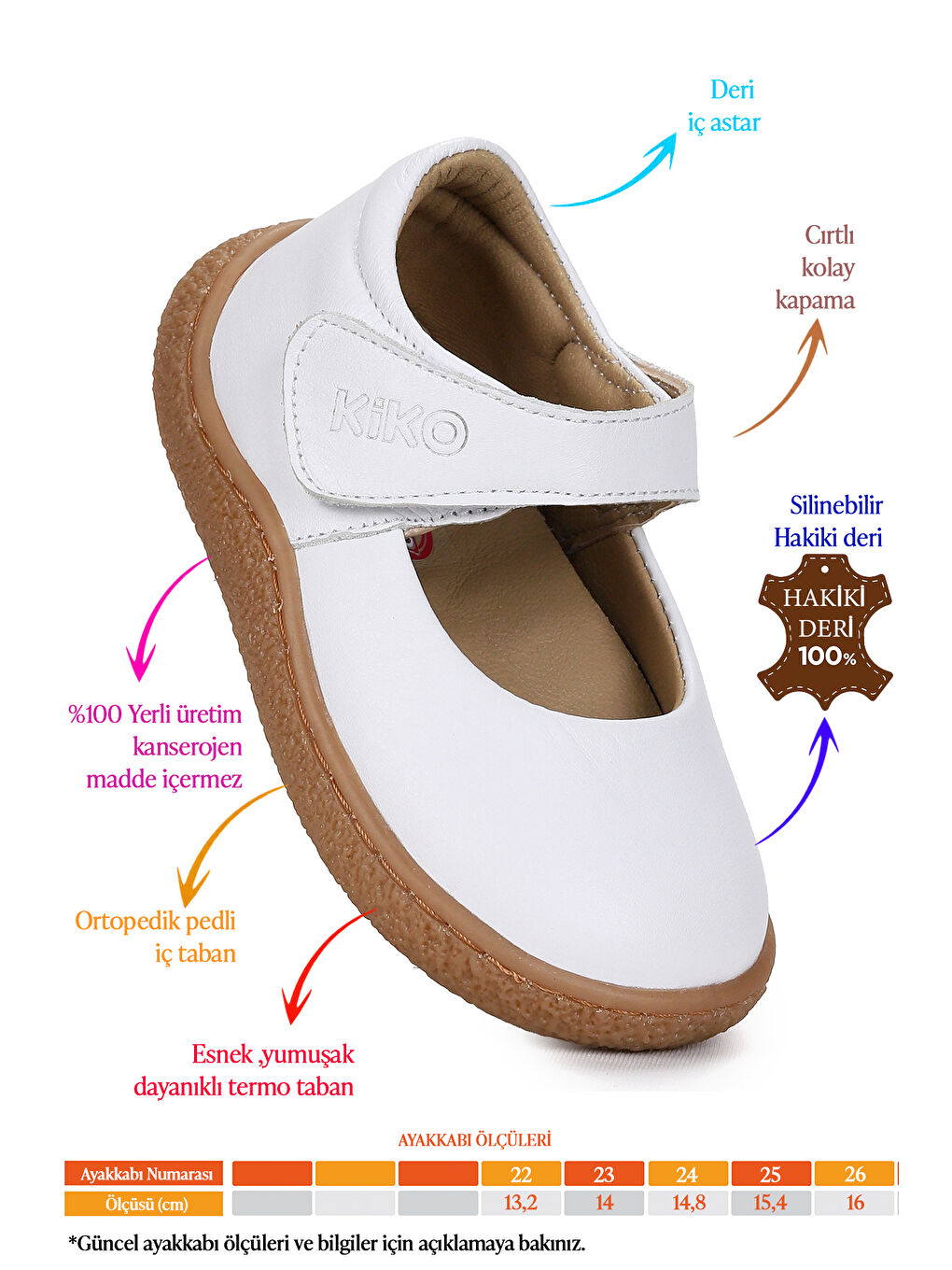 Beyaz Lida %100 Deri Günlük Kız Bebek Babet Ayakkabı-1