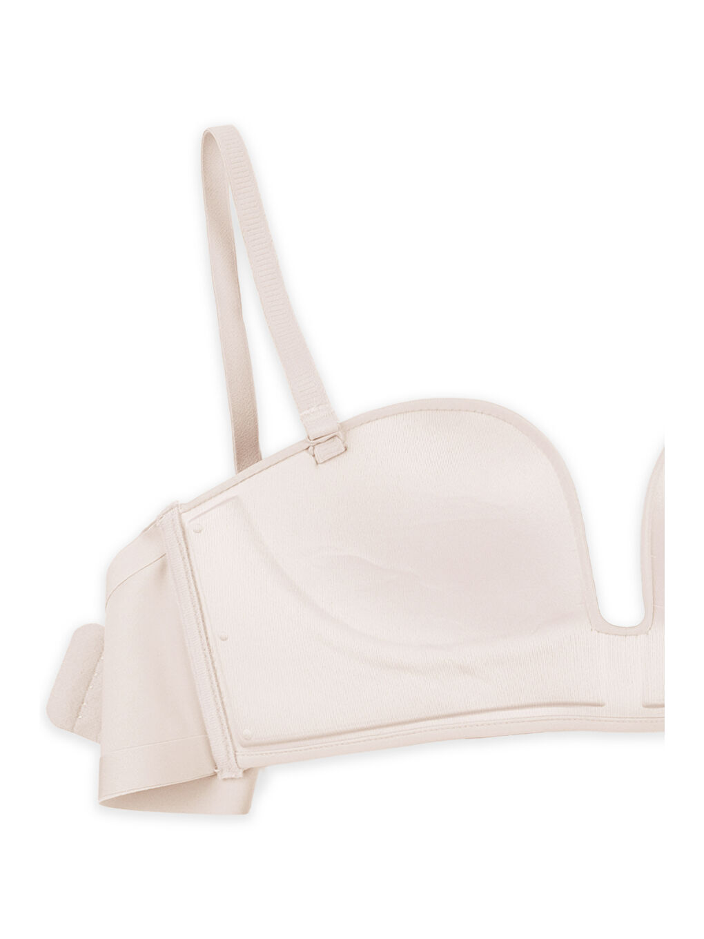 Ekru Derin Dekolte Destekli Dikişsiz Sütyen-2