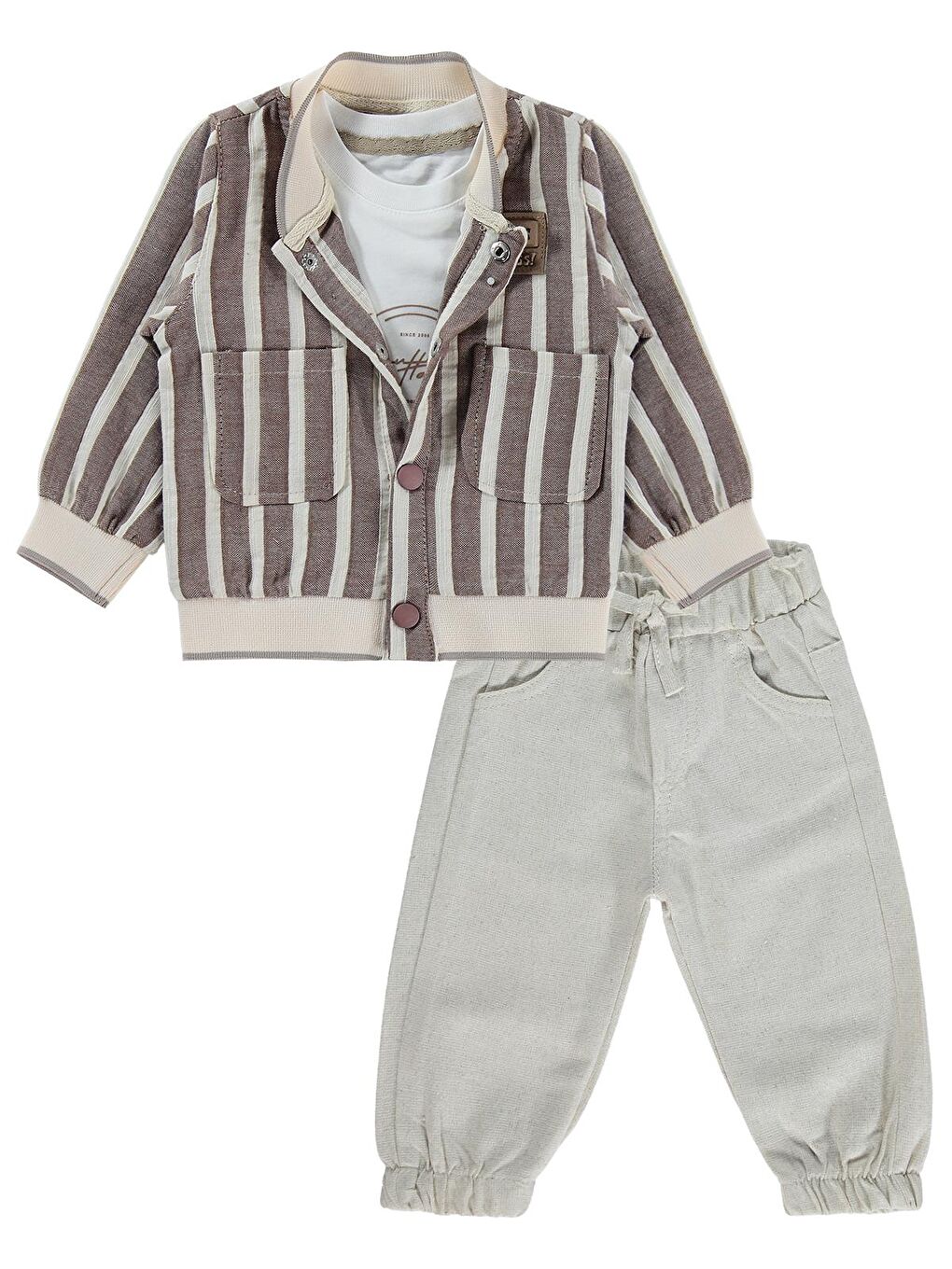 Kahverengi Ceketli 3 Lü 6-18 Ay Takım - Kahve-2