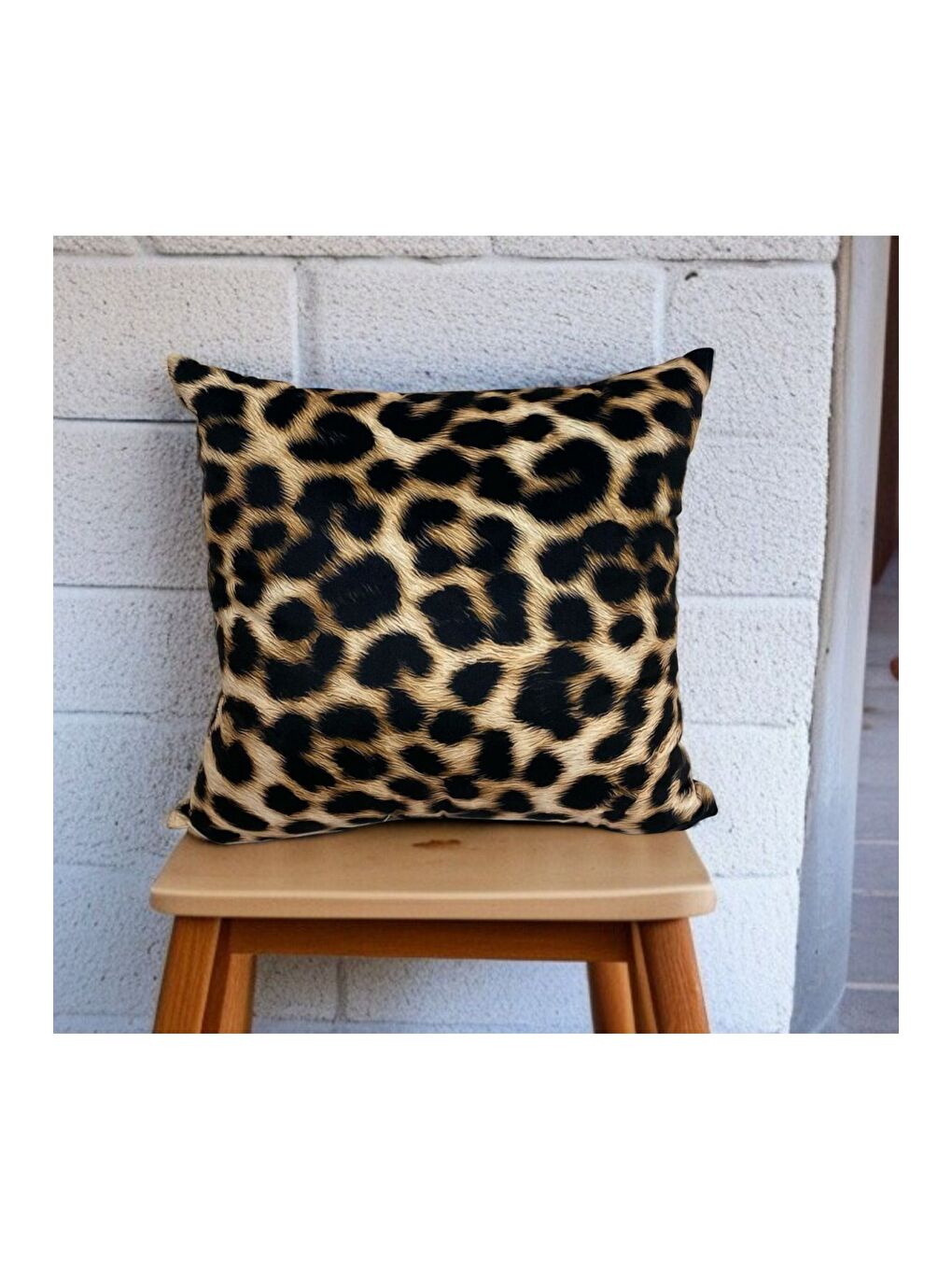 Kahverengi Leopar Desen Çift Taraflı Dijital Baskılı dekoratif Kırlent Kılıfı-2