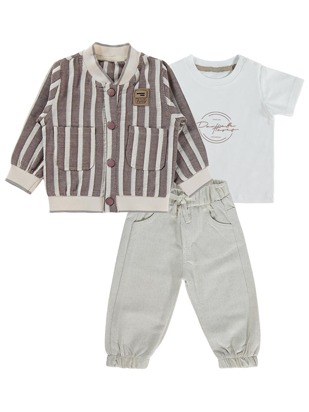 Kahverengi Ceketli 3 Lü 6-18 Ay Takım - Kahve-4
