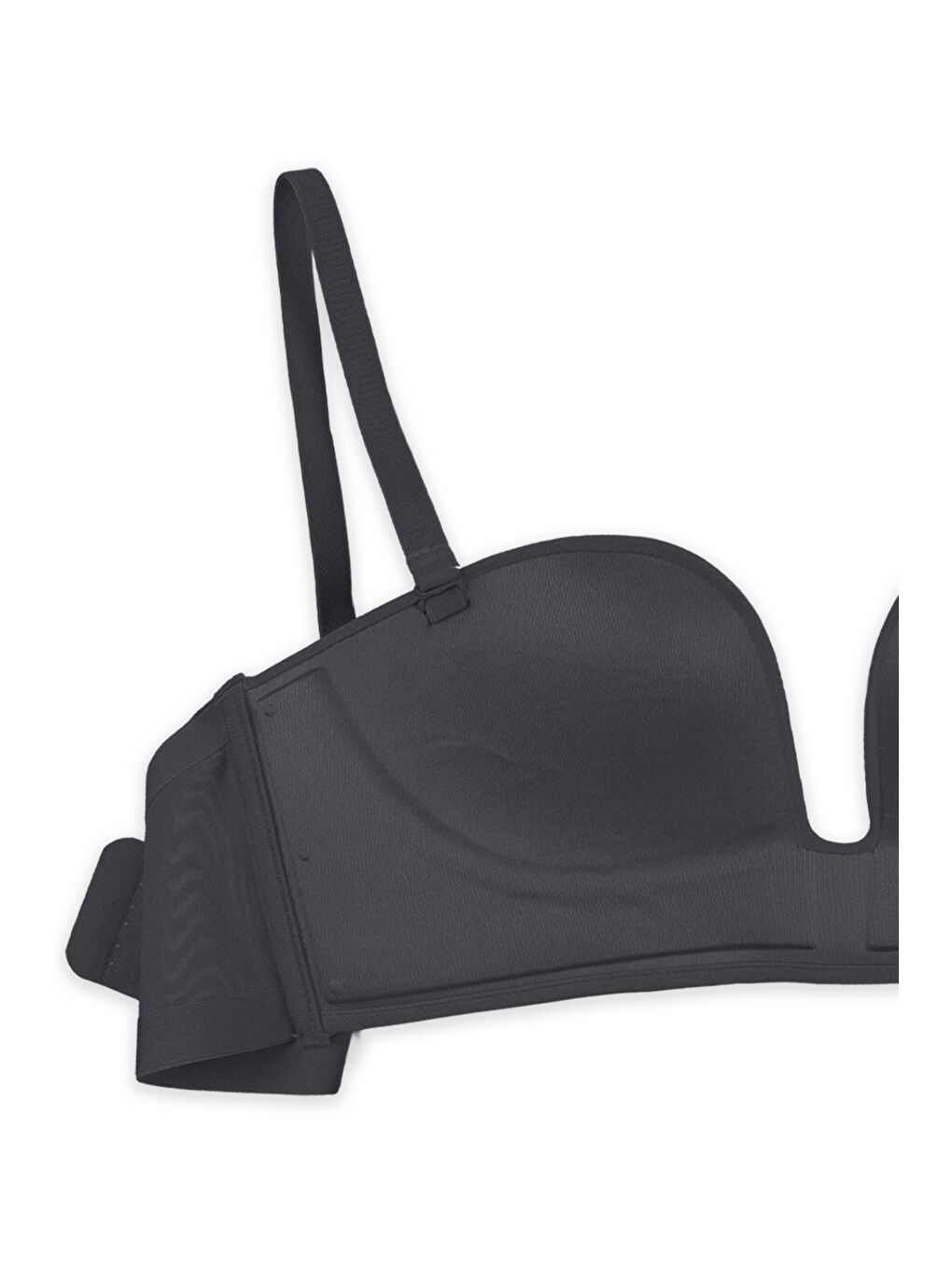 Siyah Derin Dekolte Destekli Dikişsiz Sütyen-2