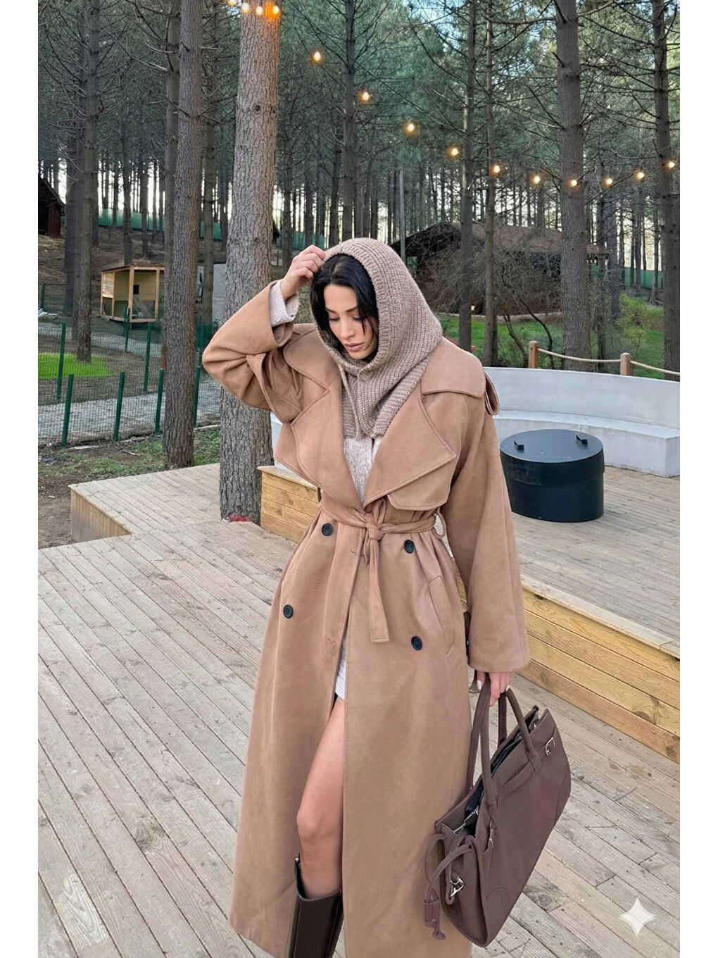 Kadın Bej Triko Balaklava Bere 594-14911-1