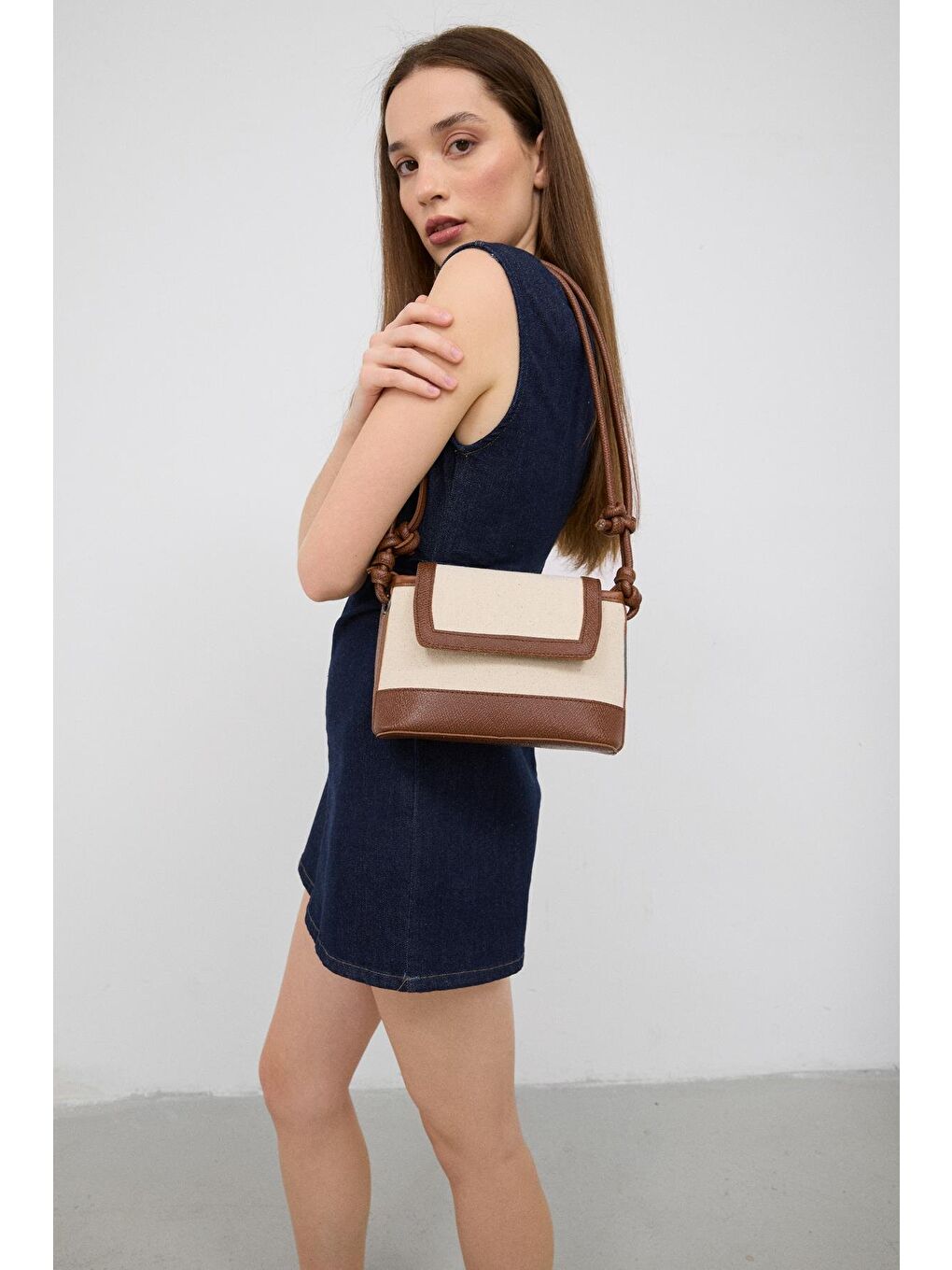 Kahverengi Lunea Kanvas Çapraz Çanta Taba-2