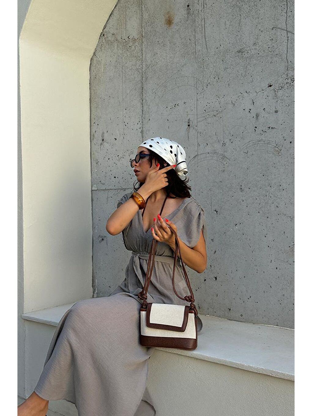 Kahverengi Lunea Kanvas Çapraz Çanta Taba-9