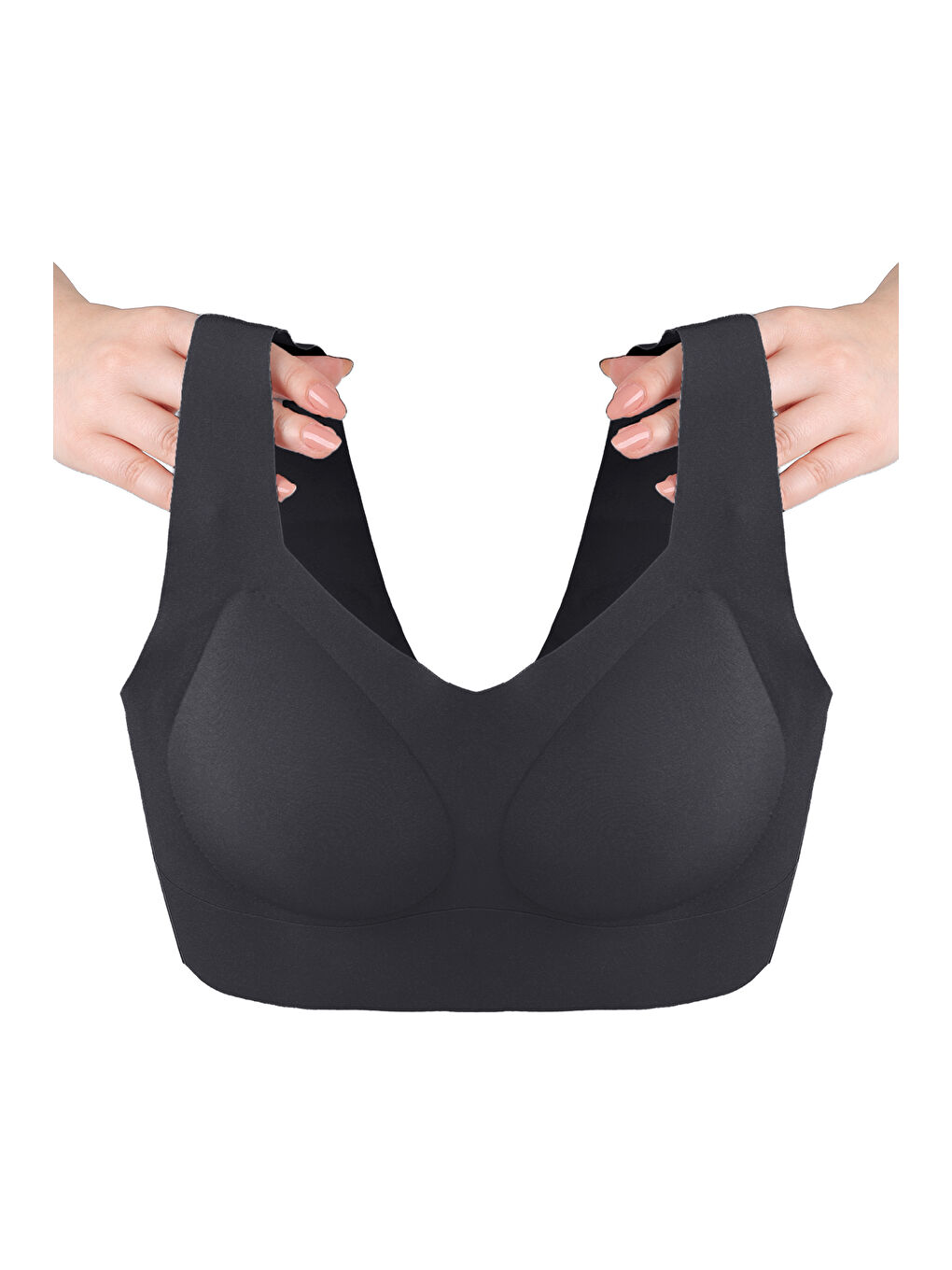 Siyah Balensiz Lazer Dikişsiz Çıkarılabilir Pedli Kalın Askılı Görünmez Sütyen