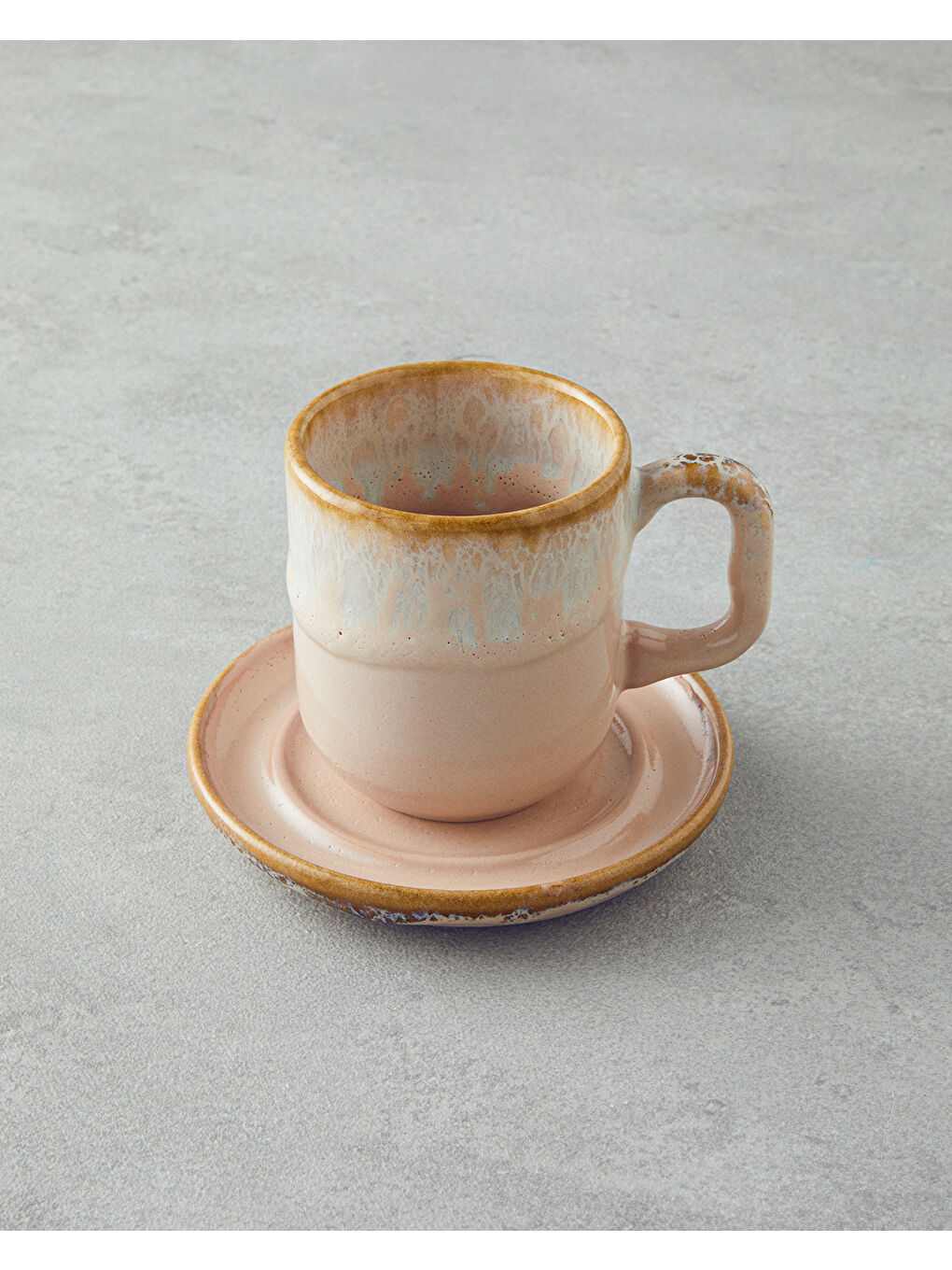 Pembe Alicent Seramik 4 Parça 2 Kişilik Double Kahve Fincan Takımı 150 ml Pudra-2