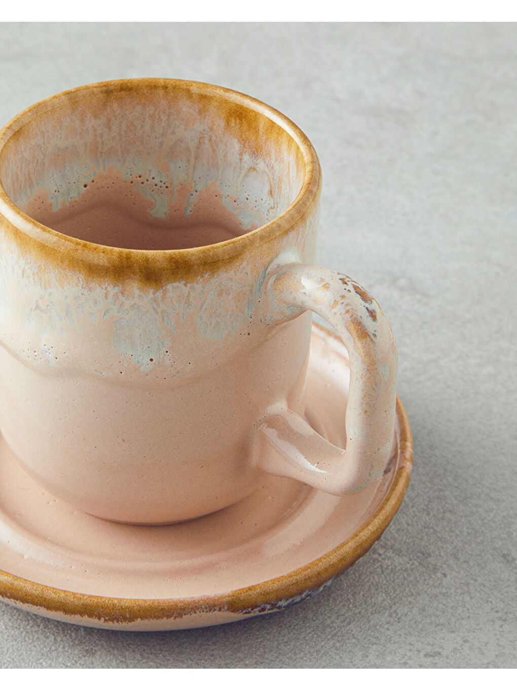 Pembe Alicent Seramik 4 Parça 2 Kişilik Double Kahve Fincan Takımı 150 ml Pudra-3