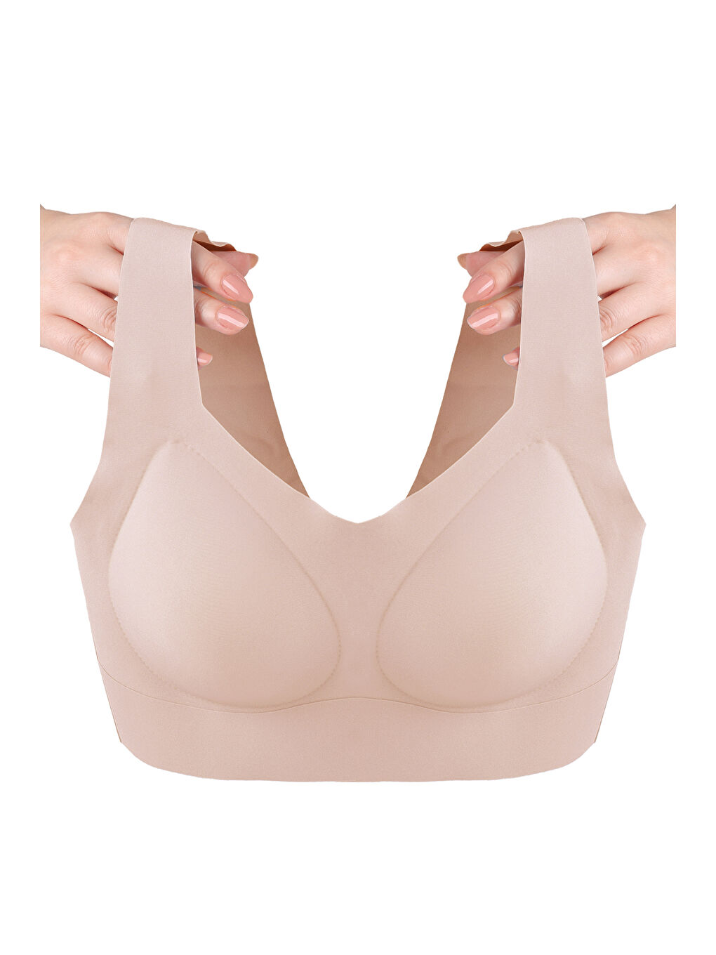 Ekru Balensiz Lazer Dikişsiz Çıkarılabilir Pedli Kalın Askılı Görünmez Sütyen