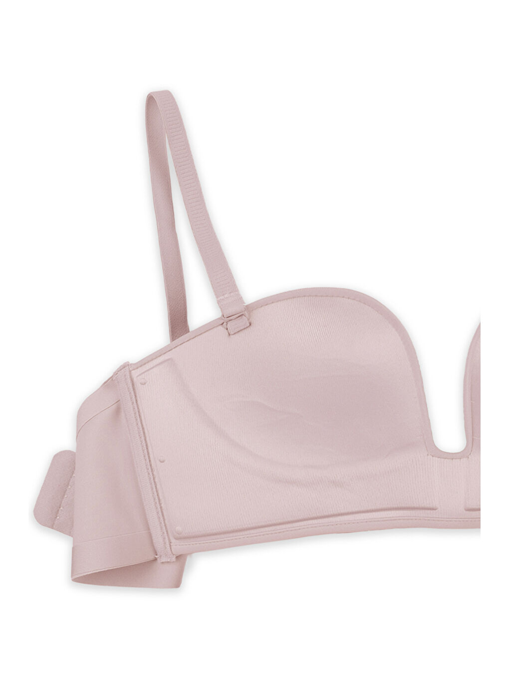 Ekru Derin Dekolte Destekli Dikişsiz Sütyen-2