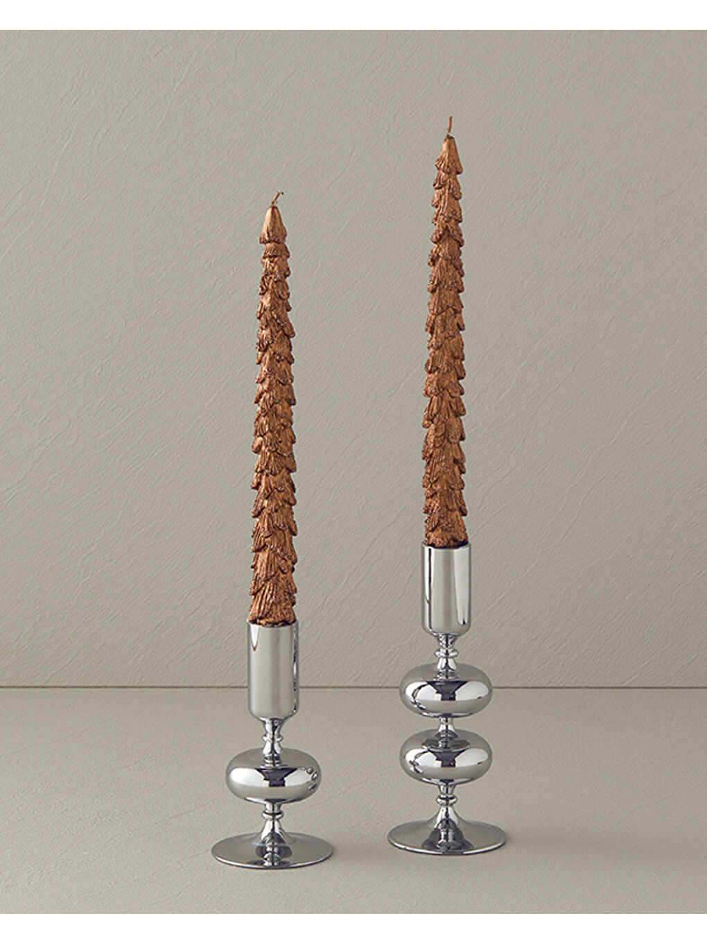 Sarı Christmas Tree 2'li Yılbaşı Mum 26,4x5,7x3,5 cm Bronz-1