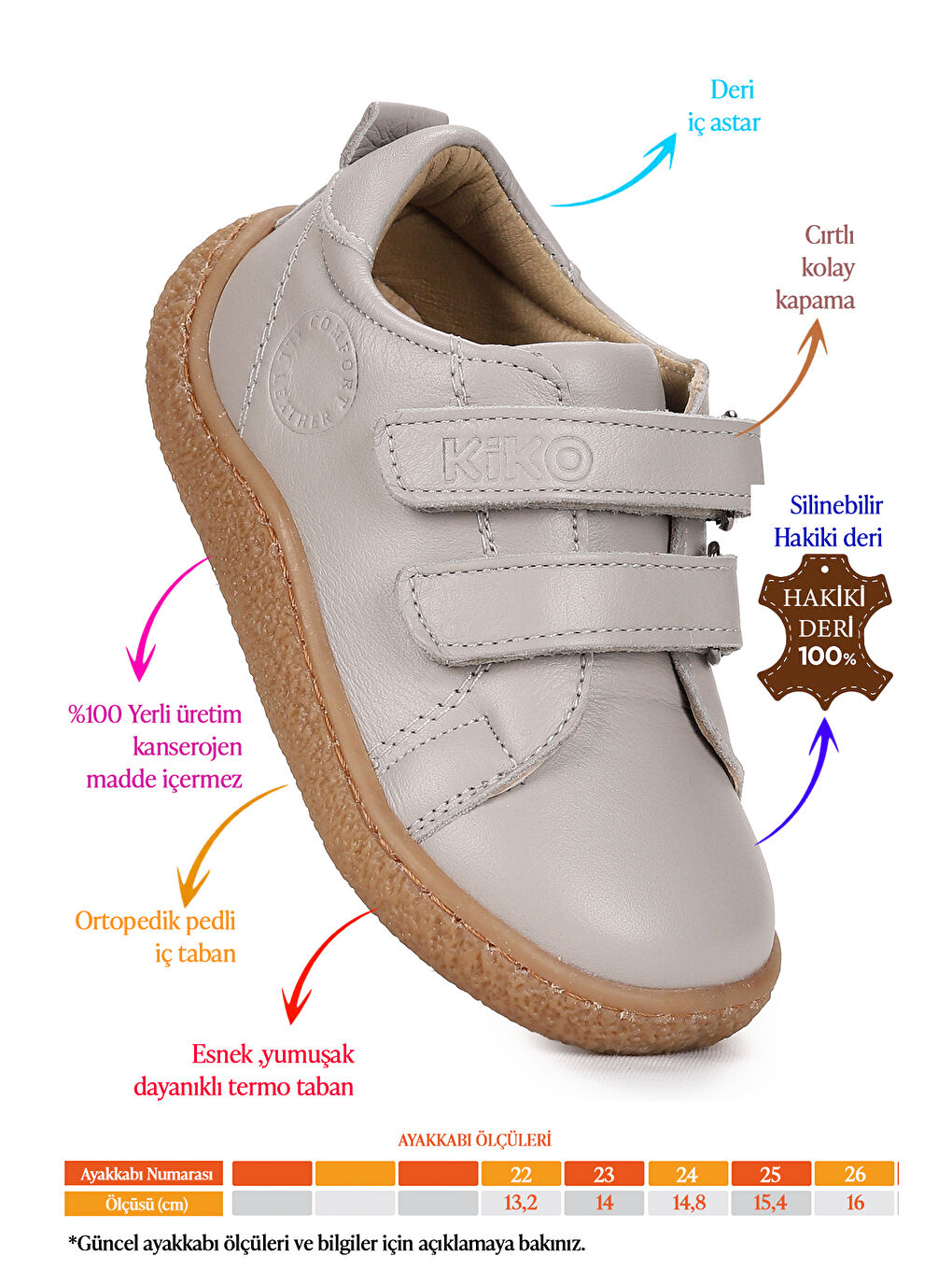 Bej Luqa %100 Deri Günlük Erkek Bebek Spor Ayakkabı-1