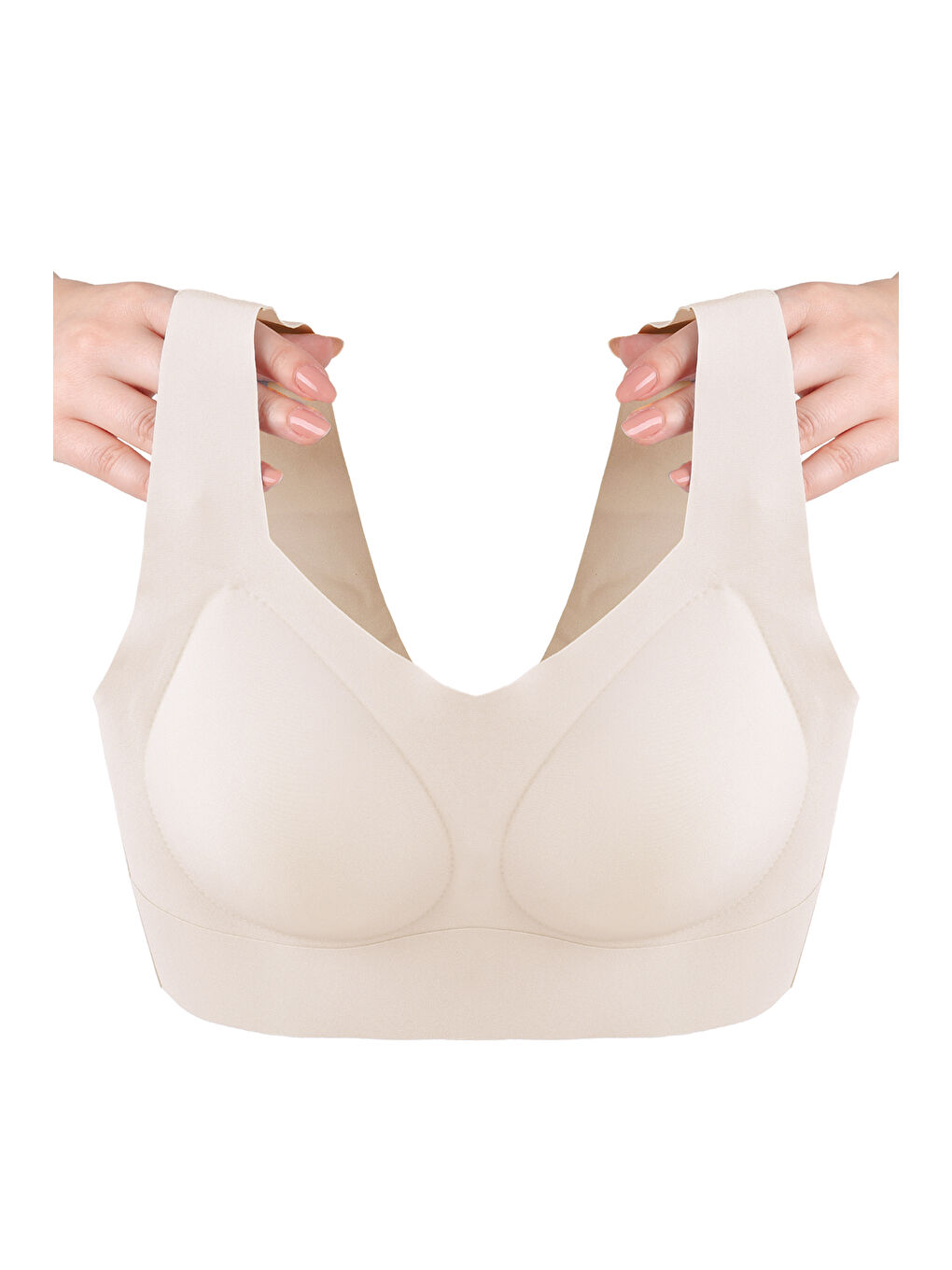Ekru Balensiz Lazer Dikişsiz Çıkarılabilir Pedli Kalın Askılı Görünmez Sütyen