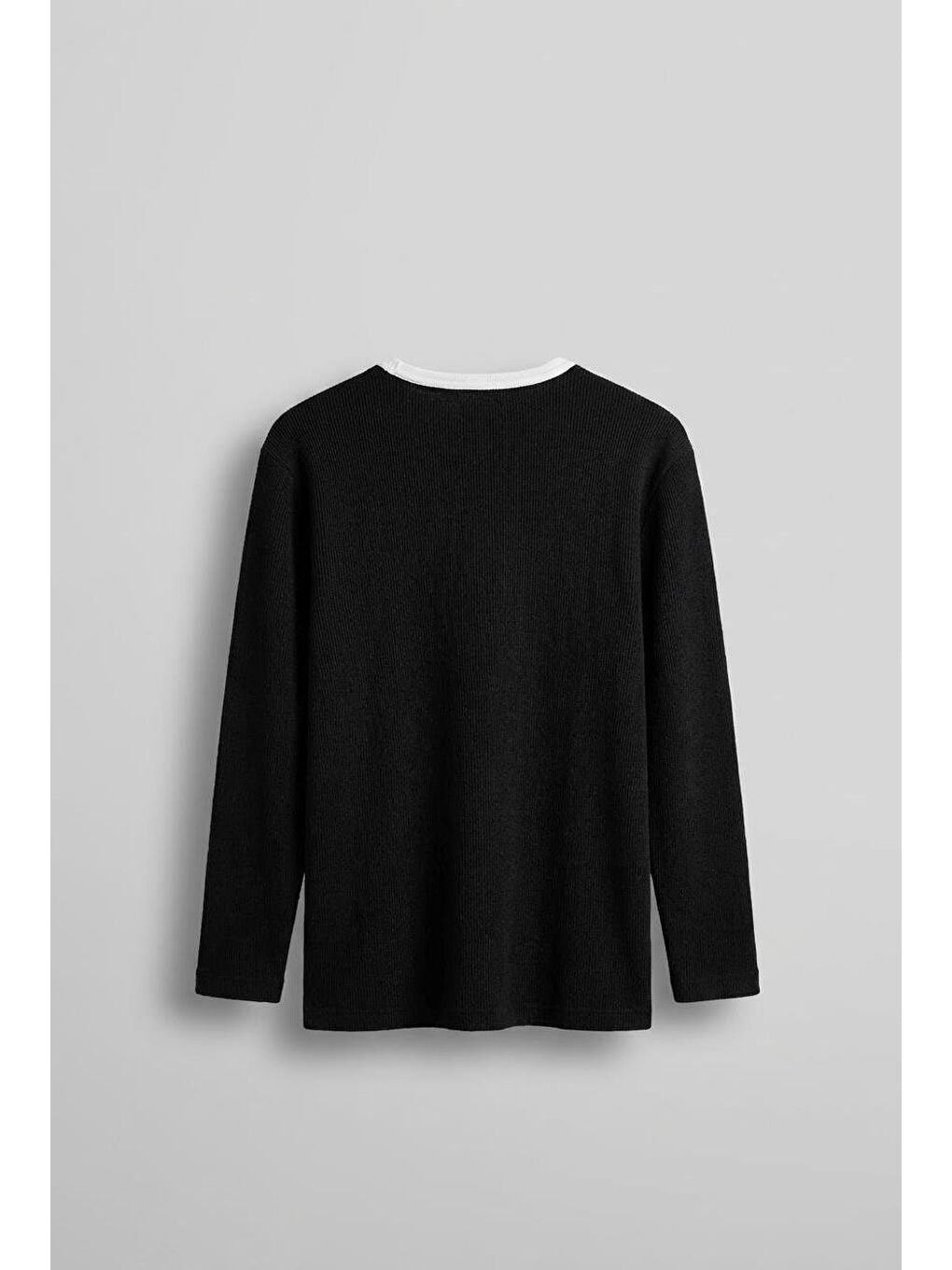 Erkek Kontrast Detaylı Oversize Basic Sweatshirt Siyah-1