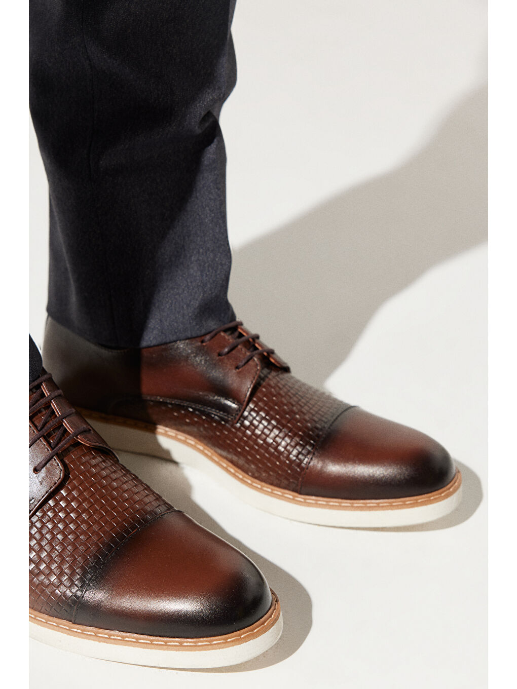 Erkek Kahverengi %100 Deri Casual Ayakkabı-1