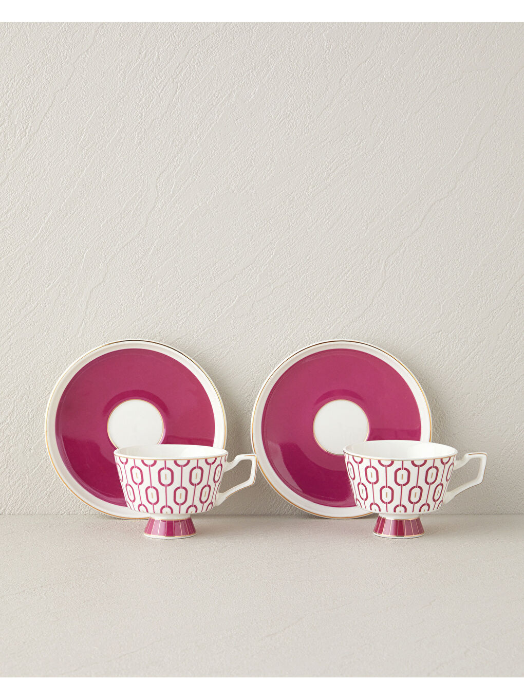 Octavia New Bone China 4 Parça 2 Kişilik Kahve Fincan Takımı 90 ml Fuşya-1