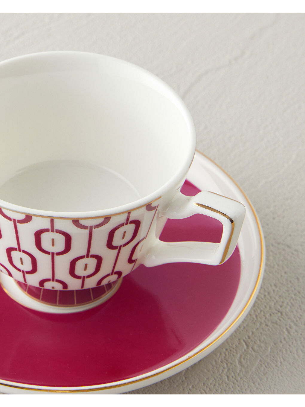 Octavia New Bone China 4 Parça 2 Kişilik Kahve Fincan Takımı 90 ml Fuşya-3