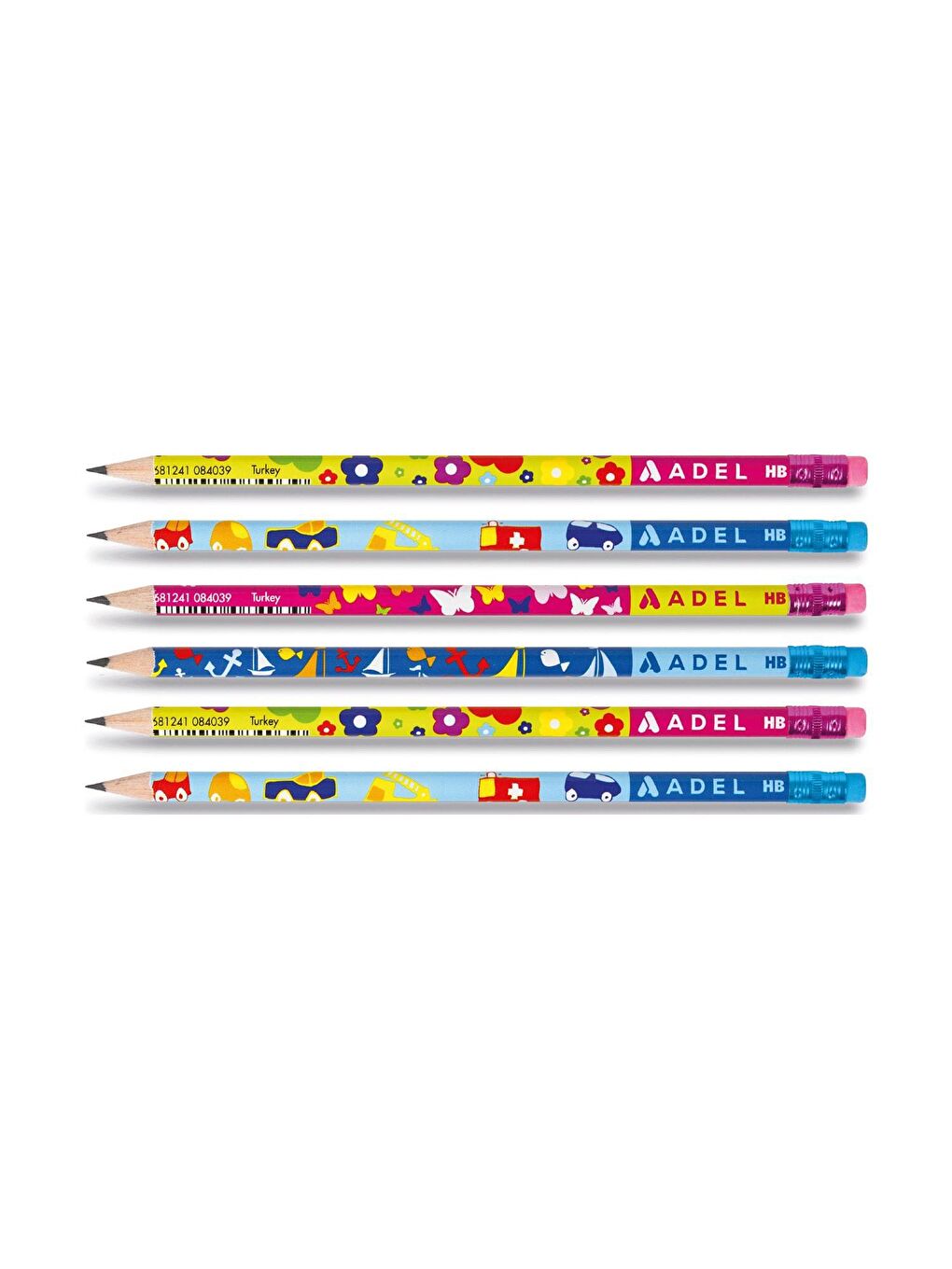 Kids Desenli Silgili HB Kurşun Kalem- 6 Adet