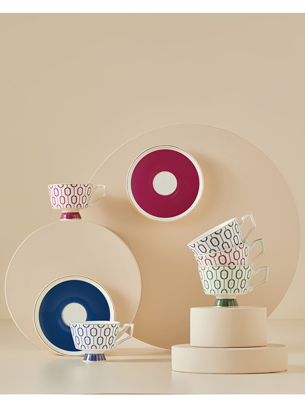 Octavia New Bone China 4 Parça 2 Kişilik Kahve Fincan Takımı 90 ml Lacivert-4