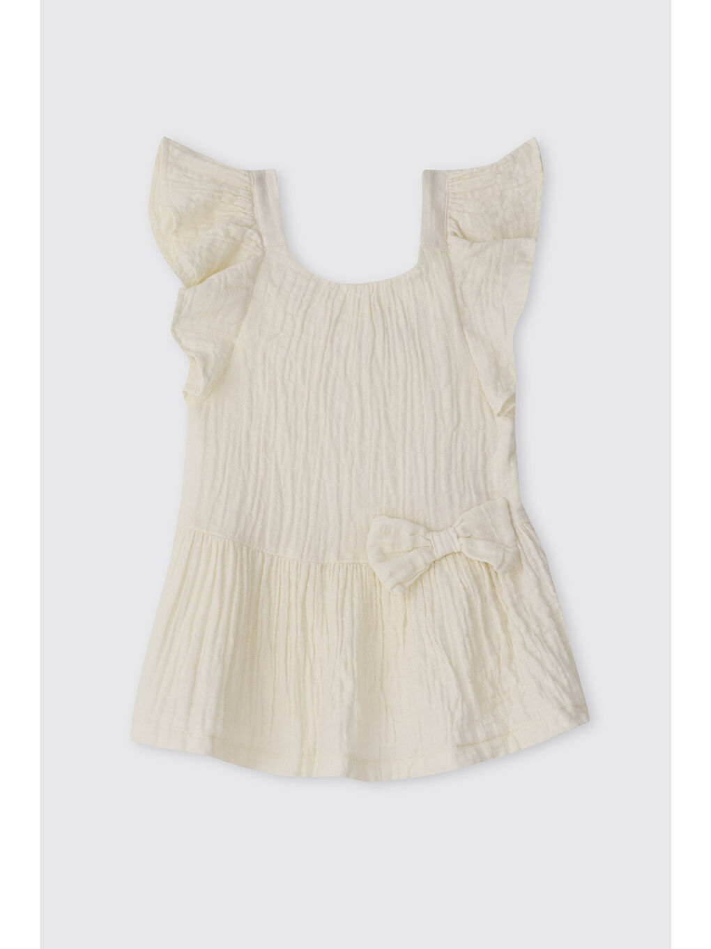 Kız Bebek Simli Ekru Müslin Elbise