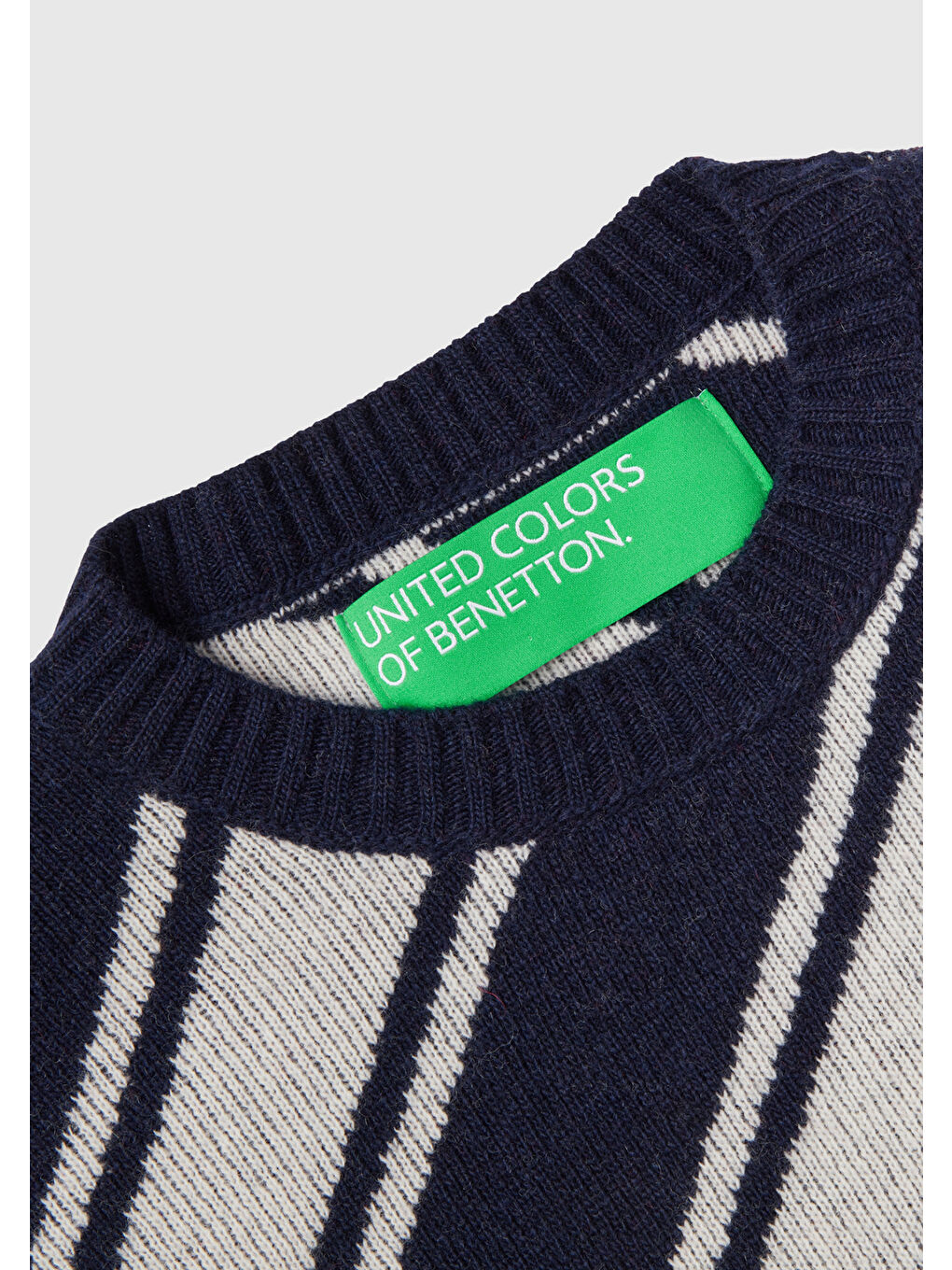 Kadın Lacivert Yün Karışımlı Çapraz Çizgili Kazak-5