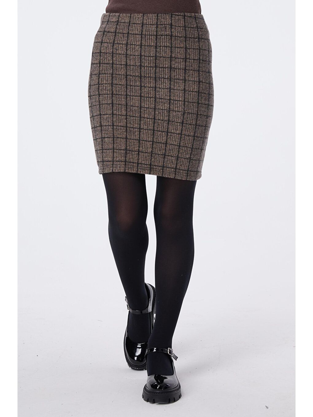 Bej Orta Kadın Vizon Mini Etek - 23759-1