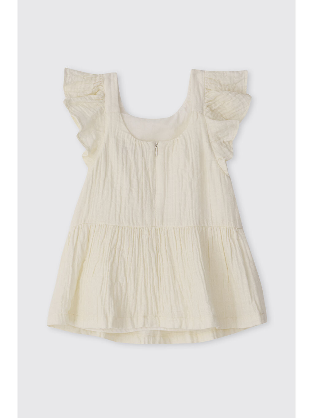 Kız Bebek Simli Ekru Müslin Elbise-1