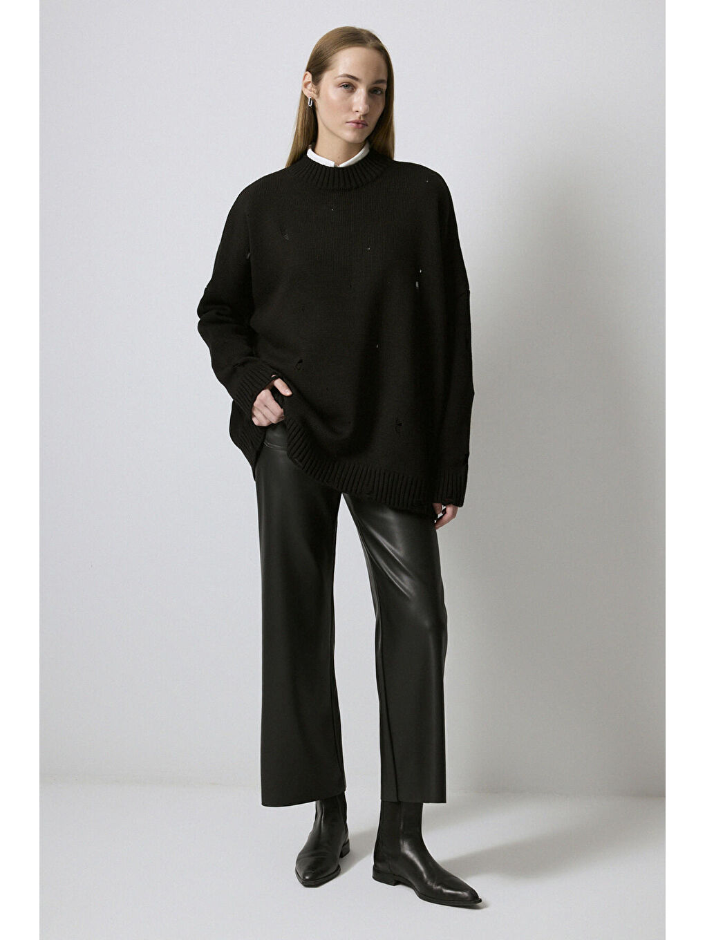 Siyah Ajurlu Triko Kazak