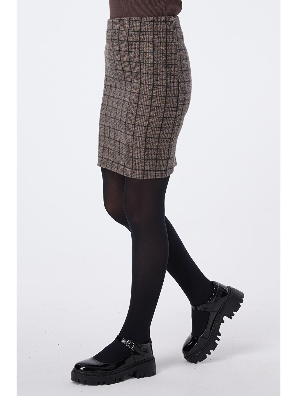 Bej Orta Kadın Vizon Mini Etek - 23759-2