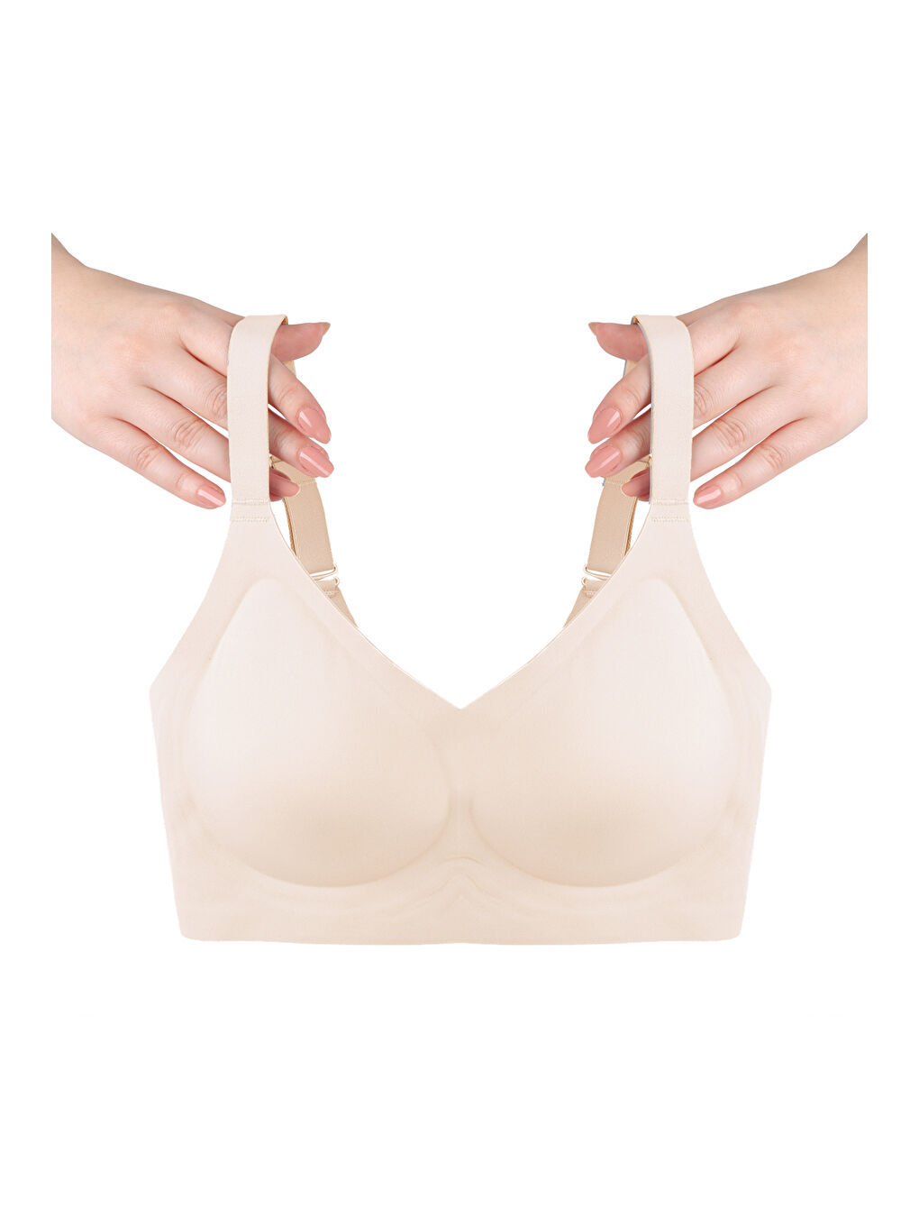 Ekru Balensiz Lazer Dikişsiz Görünmez Çıkarılabilir Pedli Toparlayıcı Sütyen
