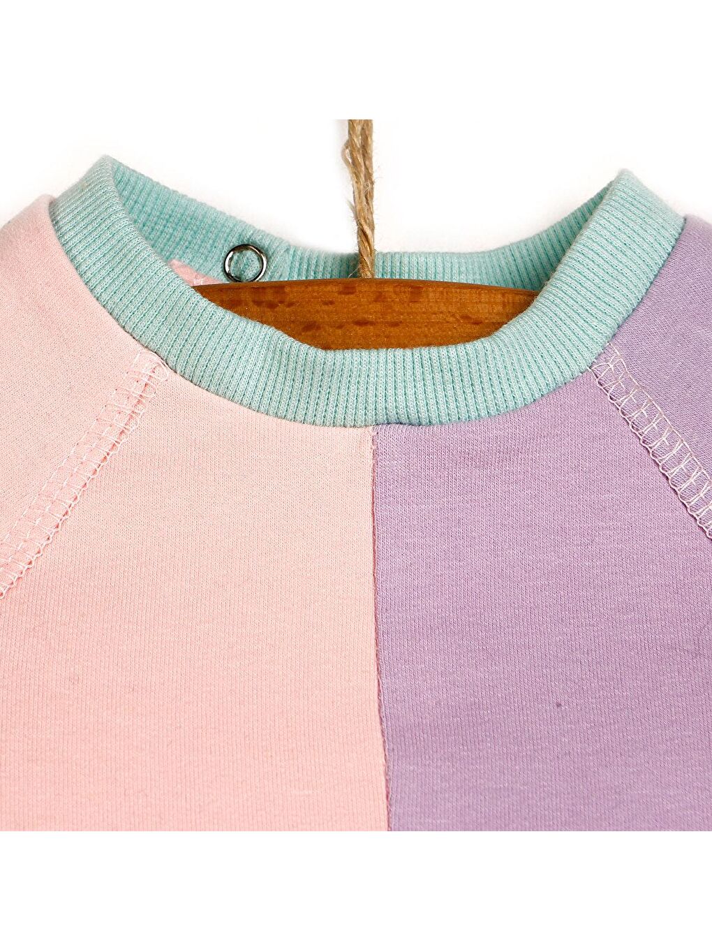 Pembe Yenidoğan Renk Bloklu Sweatshirt-Patikli Alt-1