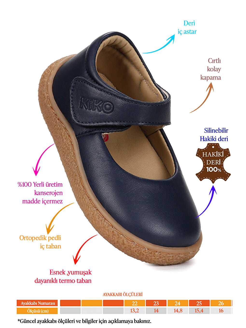 Lacivert Lida %100 Deri Günlük Kız Bebek Babet Ayakkabı-1