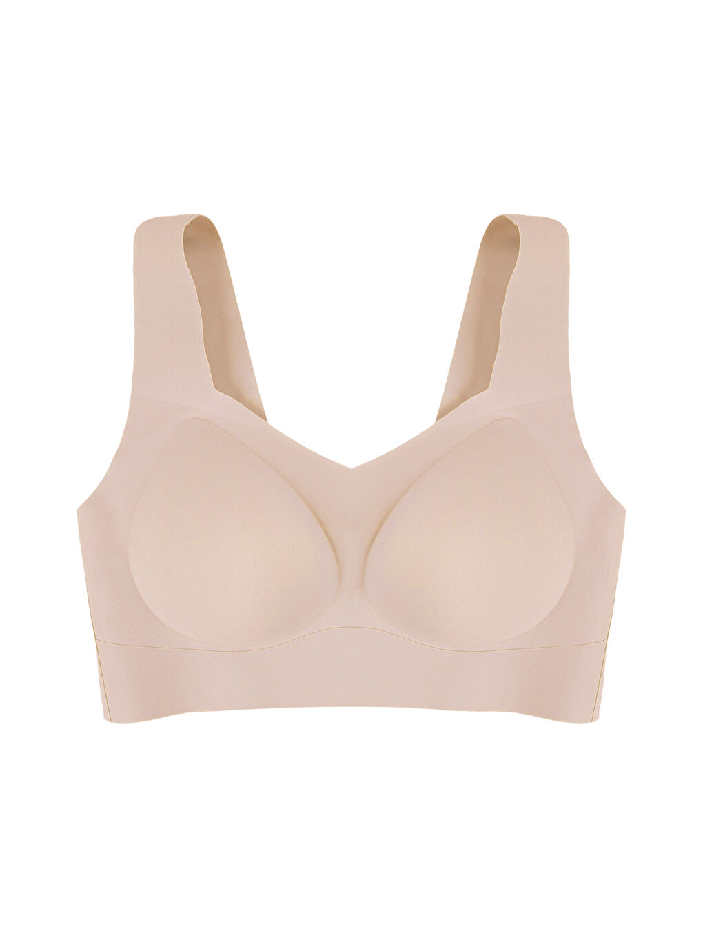 Ekru Balensiz Lazer Dikişsiz Çıkarılabilir Pedli Kalın Askılı Görünmez Sütyen-2