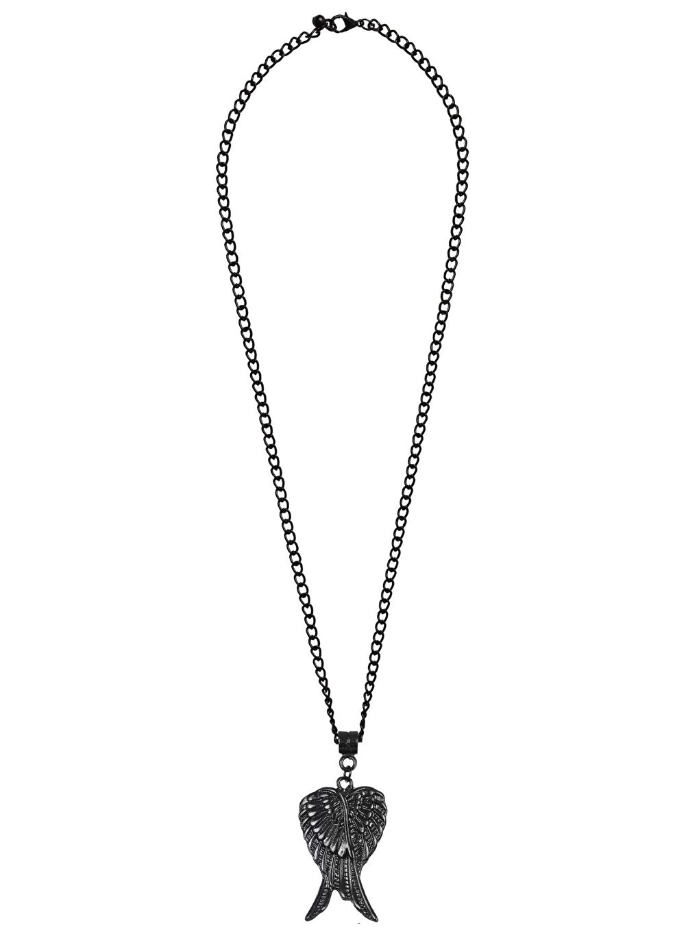 Erkek Siyah Oksit Kaplama Melek Kanadı Simge Uçlu Kolye