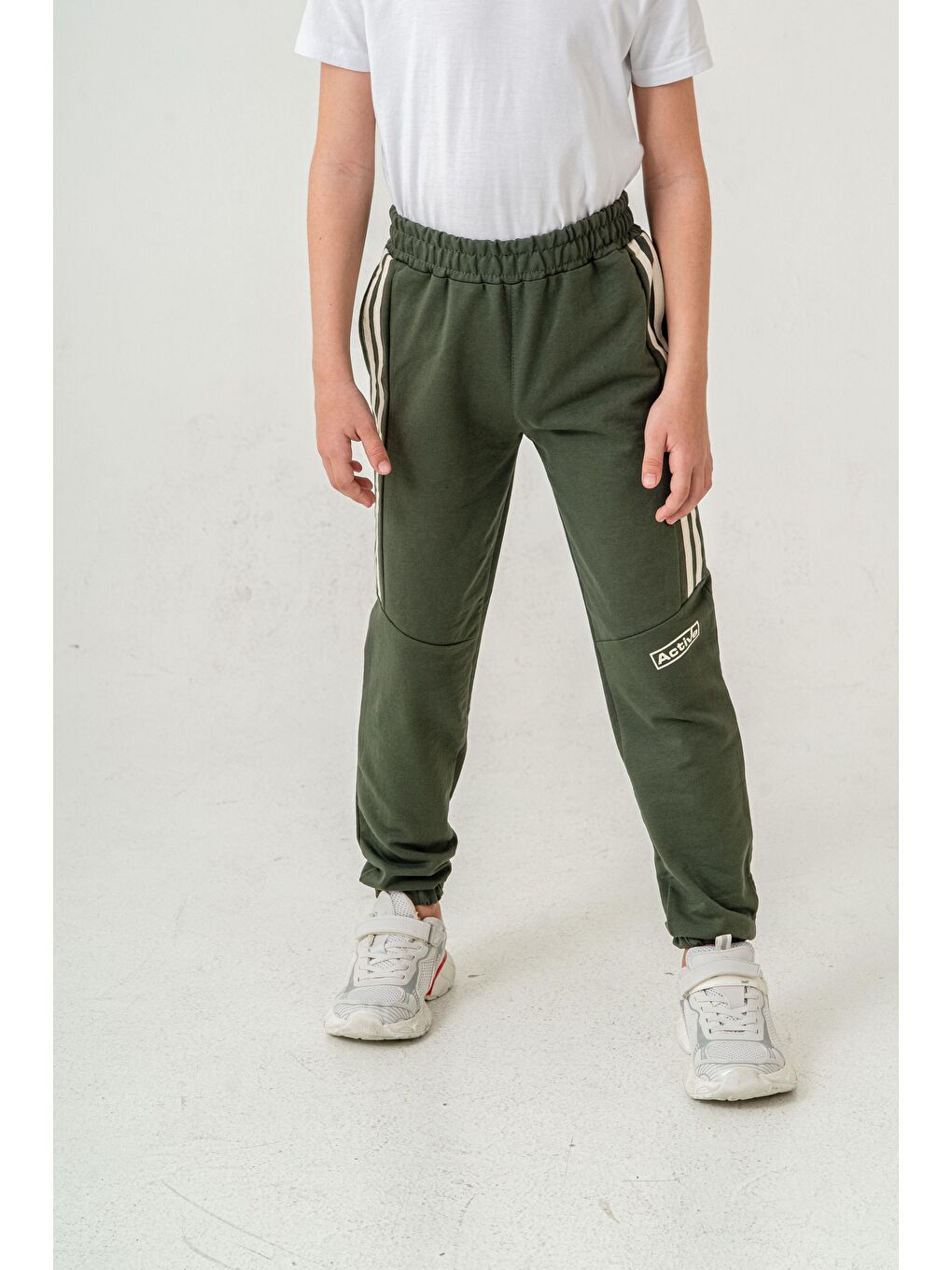 Haki Active Baskılı Yanlar Şeritli Erkek Çocuk Eşofman Altı-4