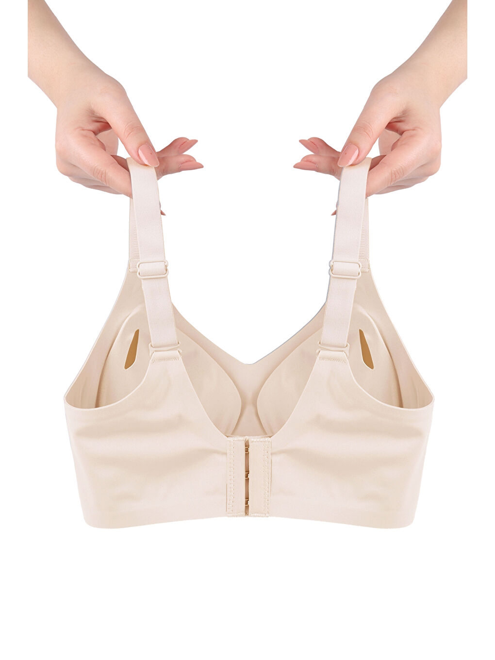 Ekru Balensiz Lazer Dikişsiz Görünmez Çıkarılabilir Pedli Toparlayıcı Sütyen-1