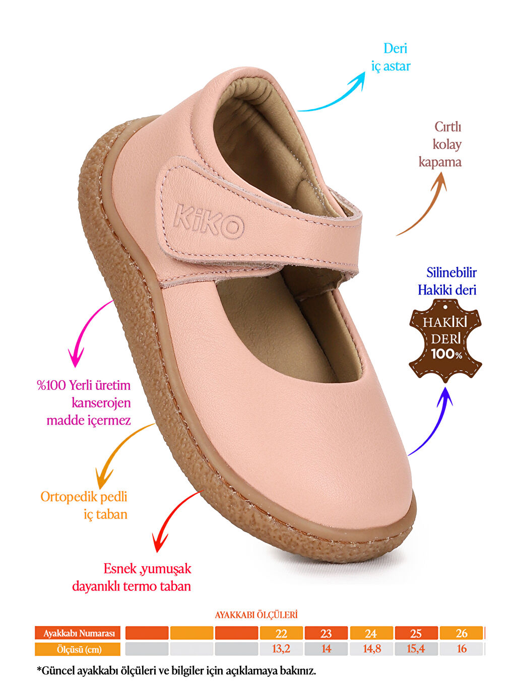 Pembe Lida %100 Deri Günlük Kız Bebek Babet Ayakkabı-1