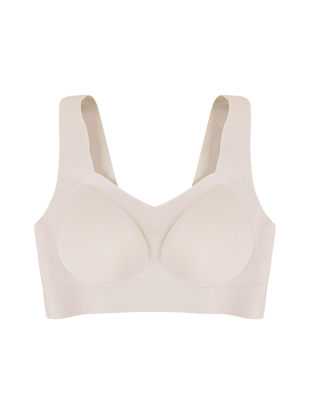 Ekru Balensiz Lazer Dikişsiz Çıkarılabilir Pedli Kalın Askılı Görünmez Sütyen-2
