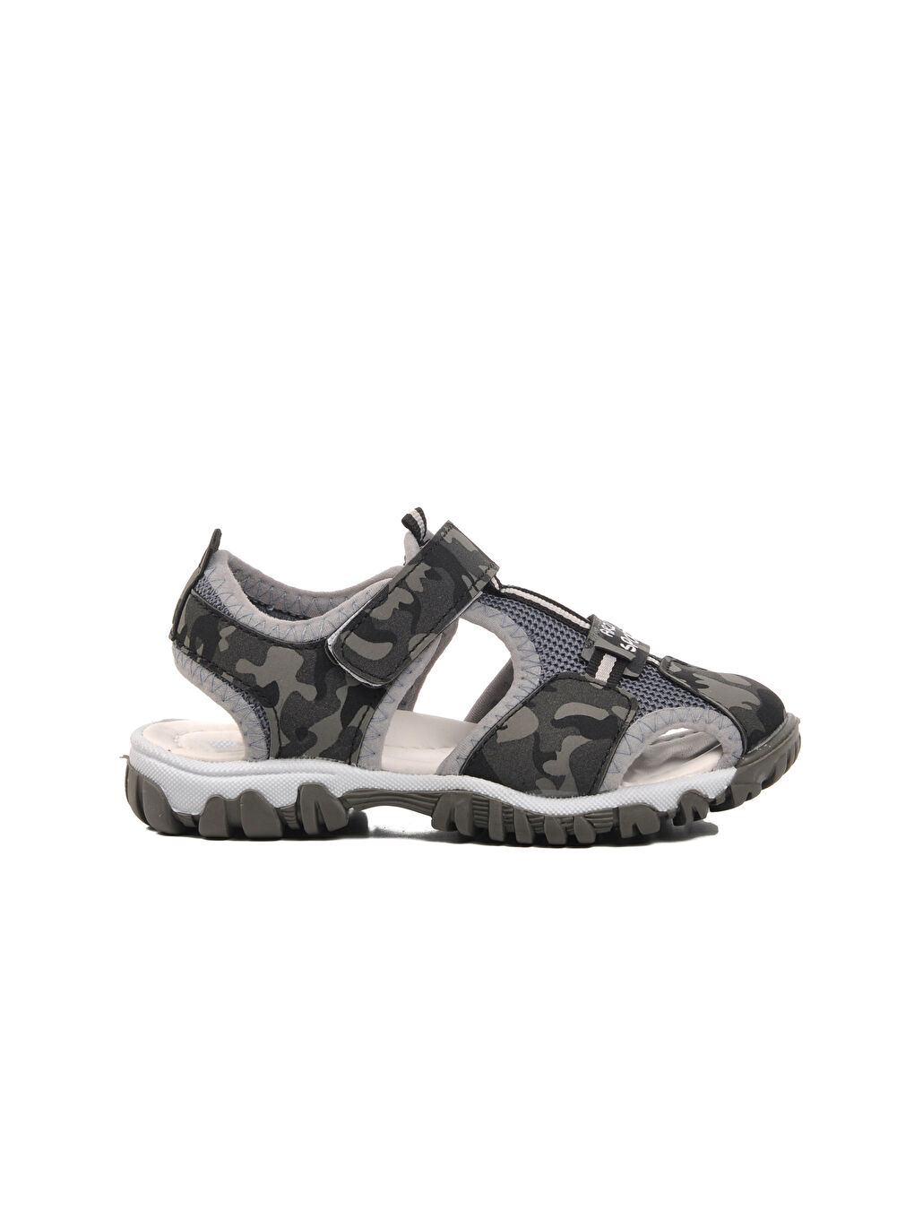 Gri Kamuflaj Ortopedik Cırtlı Erkek Çocuk Sandalet 24-418-P