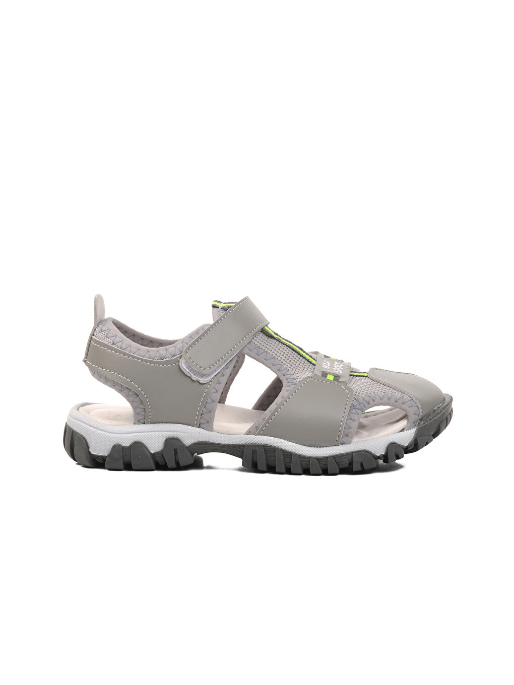 Açık Gri Ortopedik Cırtlı Erkek Çocuk Sandalet 24-418-P