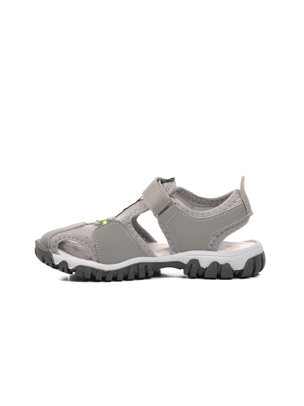 Açık Gri Ortopedik Cırtlı Erkek Çocuk Sandalet 24-418-P-1