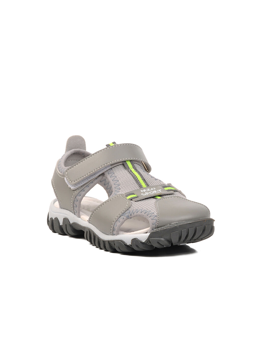Açık Gri Ortopedik Cırtlı Erkek Çocuk Sandalet 24-418-P-2
