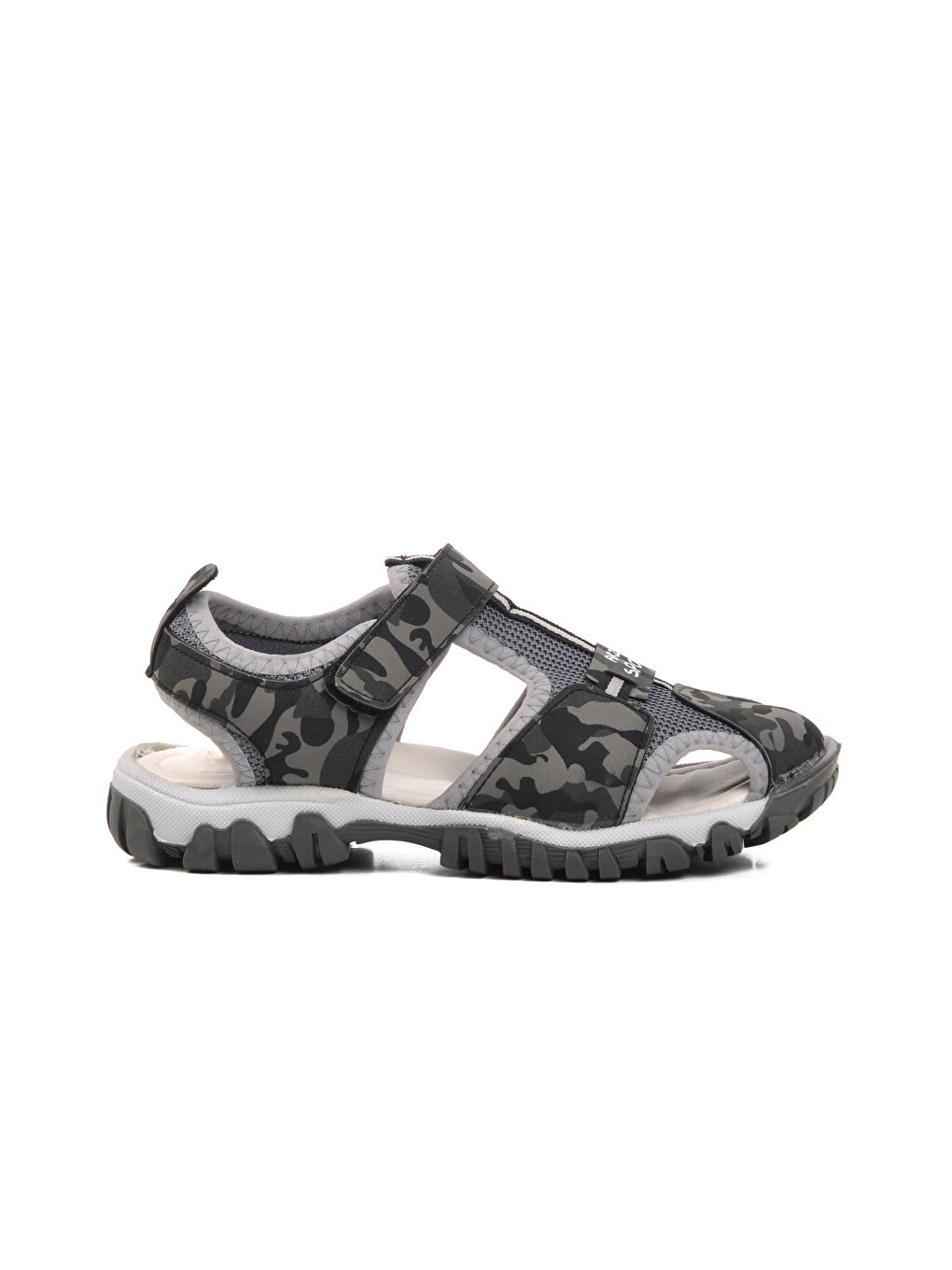Gri Kamuflaj Ortopedik Cırtlı Erkek Çocuk Sandalet 24-418-F