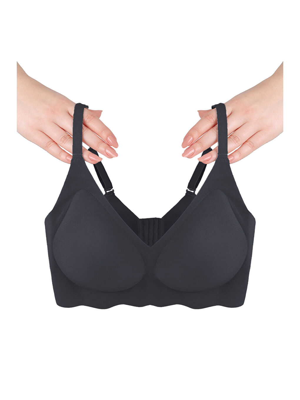 Siyah Balensiz Lazer Dikişsiz Görünmez Çıkarılabilir Pedli Sütyen