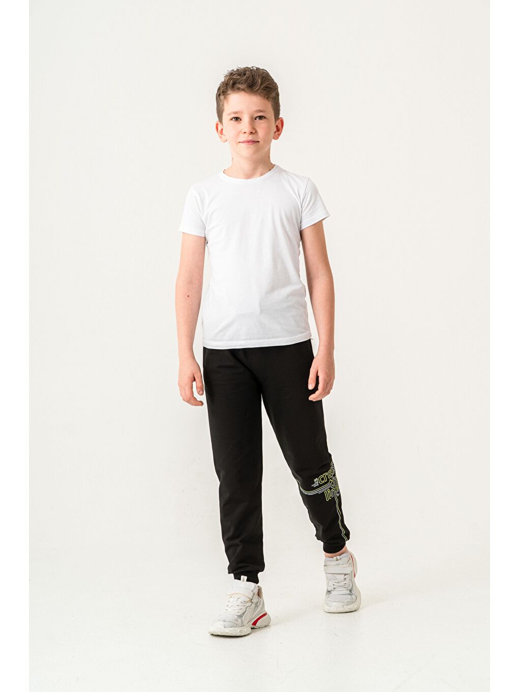 Siyah Croos The Lines Baskılı Cepler Fermuarlı Erkek Çocuk Eşofman Altı