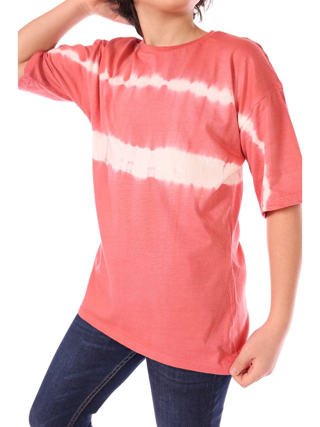 Pembe Erkek Çocuk Batik Desenli Tişört-1