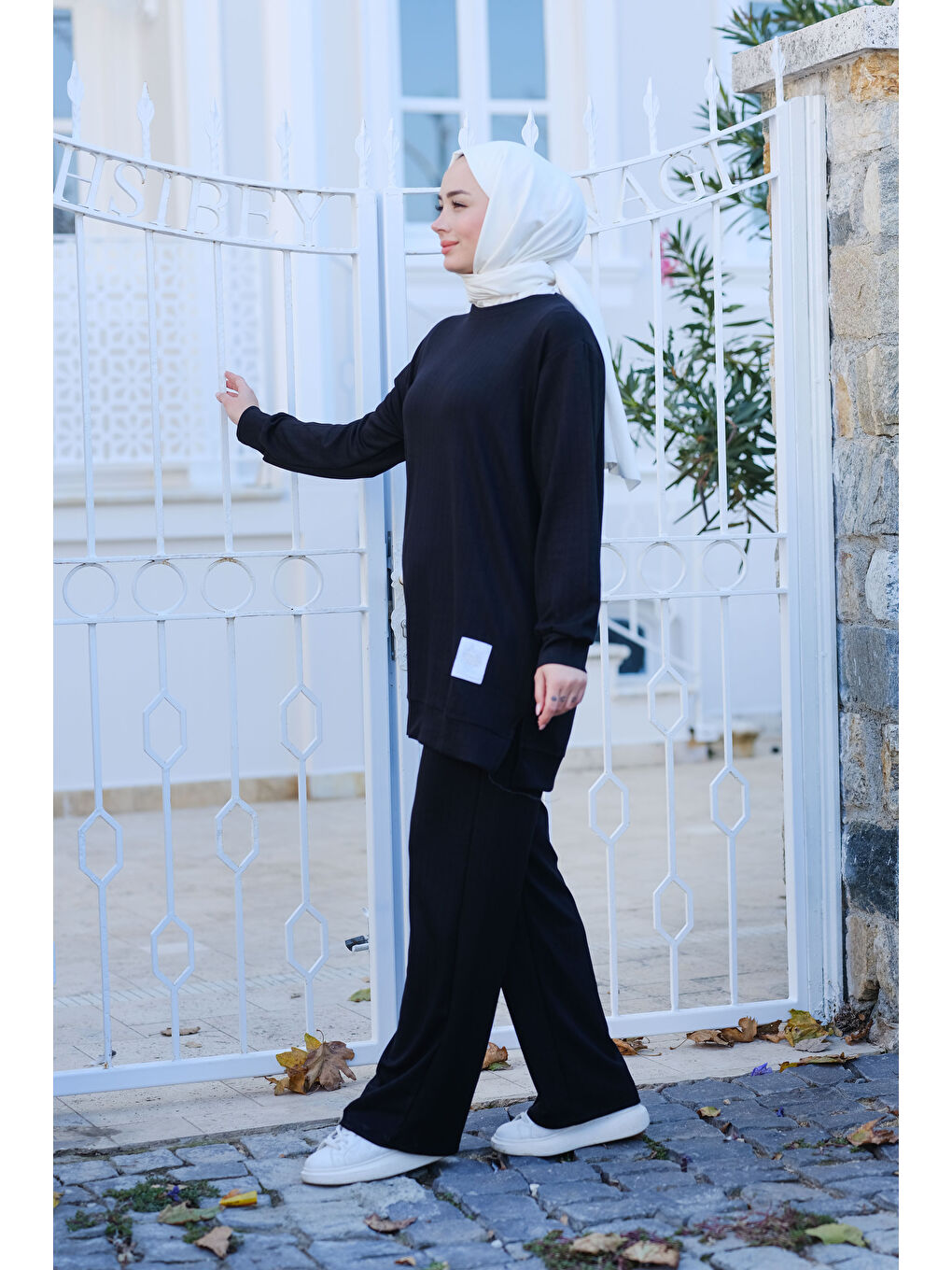 Çizgili Kumaş Takım Siyah-2