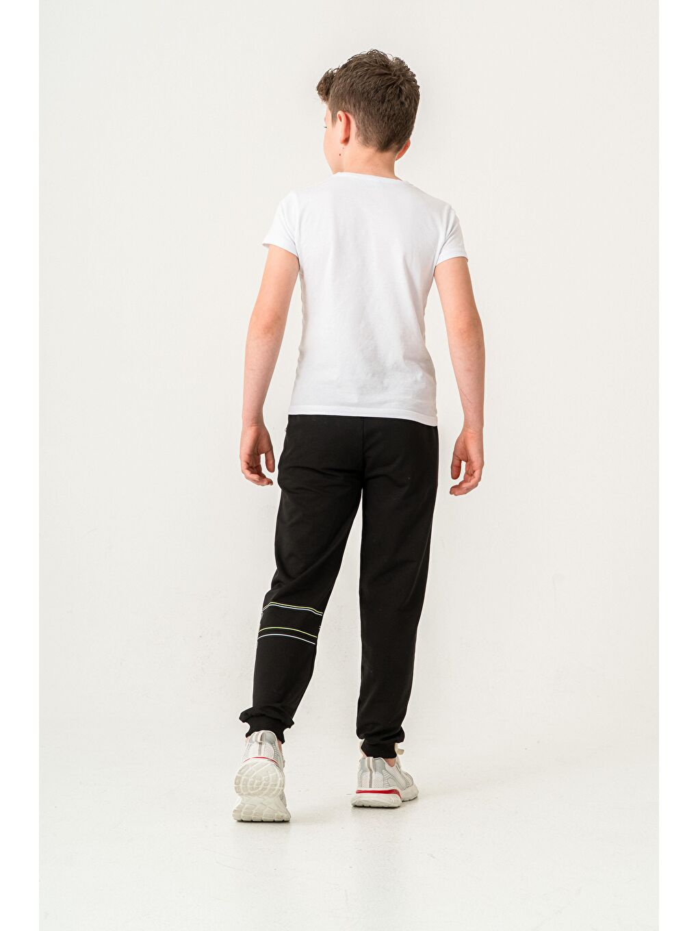 Siyah Croos The Lines Baskılı Cepler Fermuarlı Erkek Çocuk Eşofman Altı-5